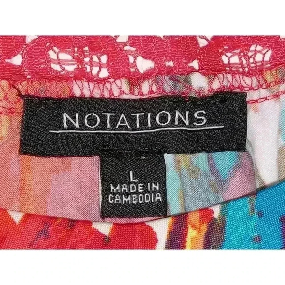 Notations Women's Rainbow Blouse Top  Size L Flowy BATWING Shirt Layered - Picture 6 of 11